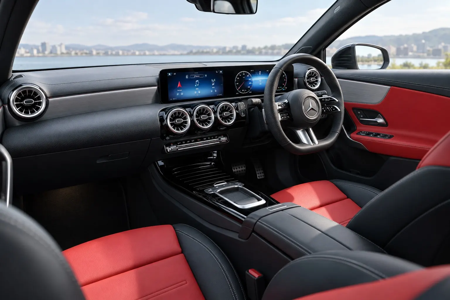 メルセデス・ベンツ Aクラス（W177型）の運転席まわりの実車イラスト