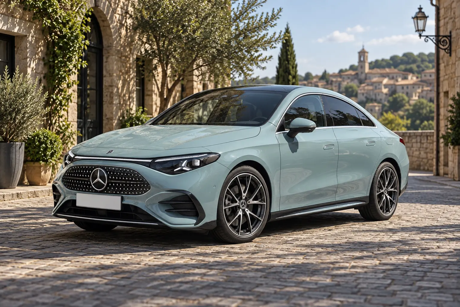 新型メルセデス・ベンツ CLA（3代目）を斜め前から見た実車イラスト