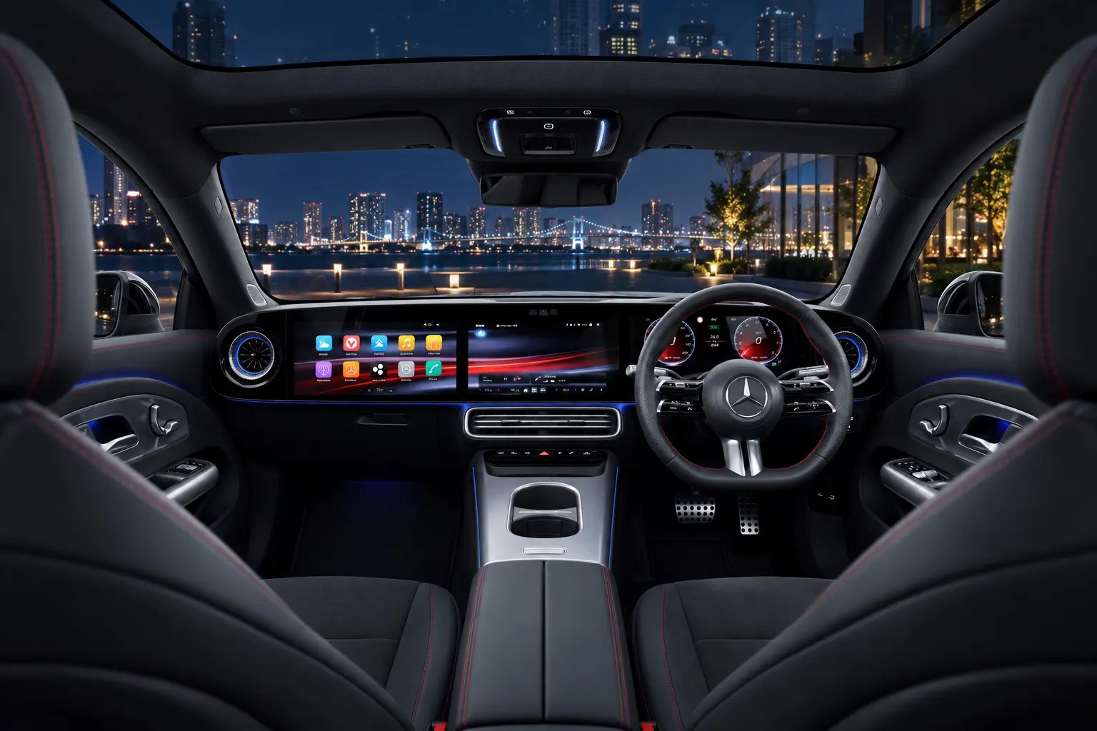 新型メルセデス・ベンツ CLAの運転席まわりの実車イラスト
