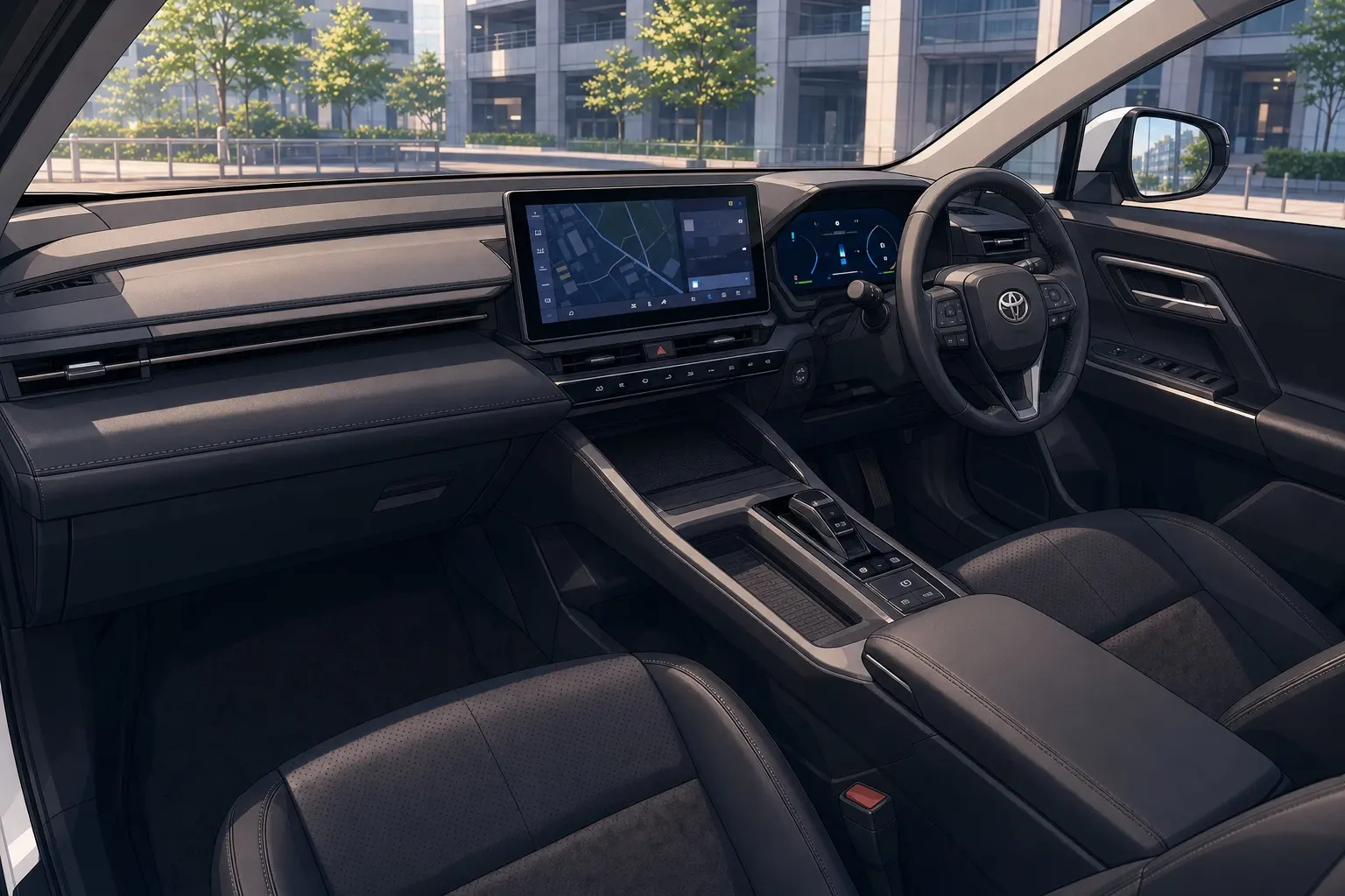Zの運転席まわり。12.9インチの画面と12.3インチのメーターが横に並ぶ